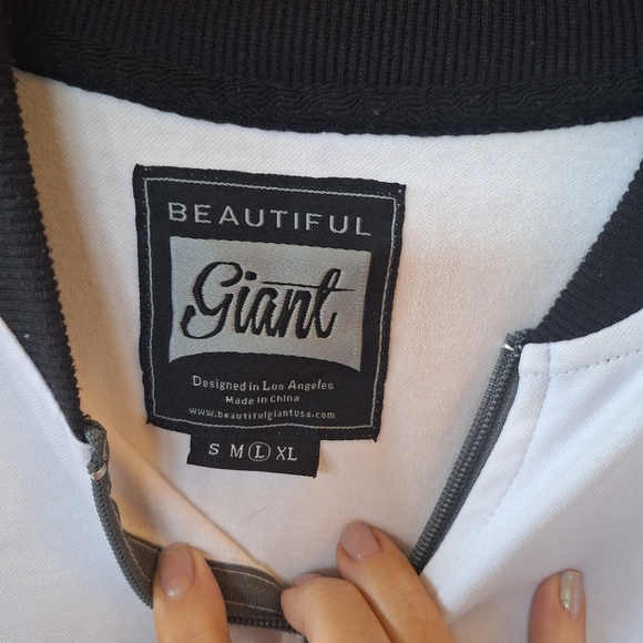 Beautiful Giant Mens White/Black Full Zip Lightweight Track Jacket Size L - Picture 2 of 6